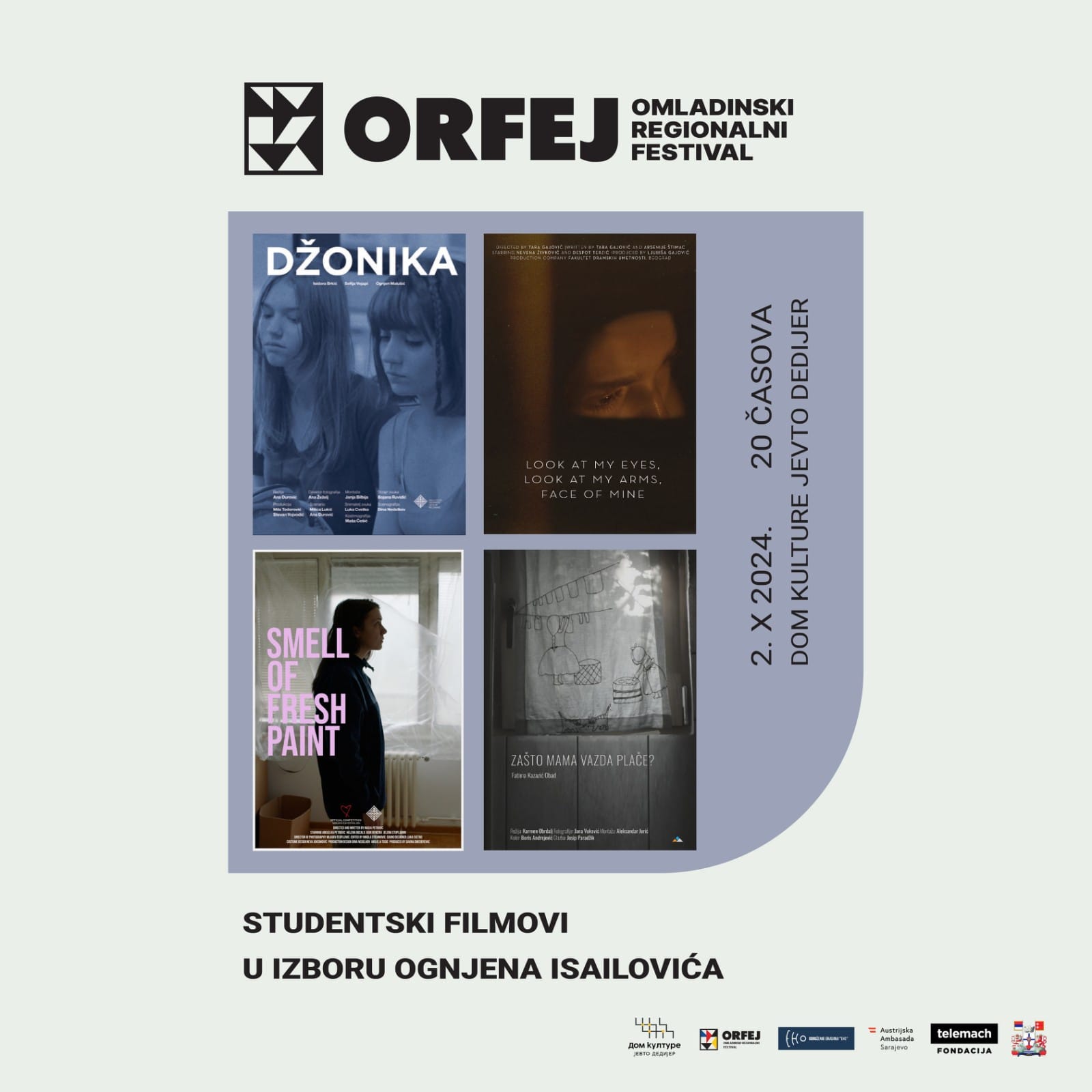 Кратки филмови у избору Огњена Исаиловића на фестивалу Орфеј